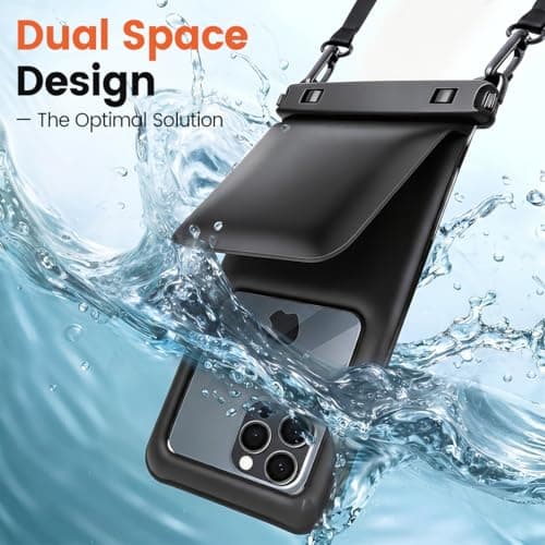Bersiler Floating Waterproof Phone Pouch 2 Pack, IPX8 Waterproof Phone Case with Double Space, Beach Cruise Vocation Essentials, Underwater Cell Phone Dry Bag for iPhone 17 16 15 Galaxy S26 Ultra - Thumbnail 3
