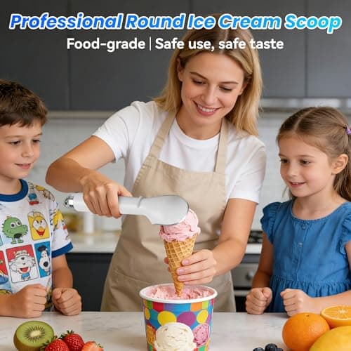 Vabaso Upgraded Heated Ice Cream Scoop with Removable Battery, Electric Ice Cream Scooper with LED Display, Dishwasher Safe, Heats to 158°F for Hard Ice Cream - Easy for Seniors - Thumbnail 2