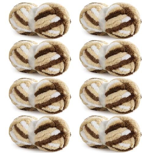HOMBYS Chunky Tie Dye Mix Chenille Yarn for Hand Knitting, Super Bulky Jumbo Yarn for Crocheting, 3/4" Thick Soft Plush Yarn for Blankets, 8 Skein Pack (26 yds / 7.5 oz Each) Khaki - Image 1