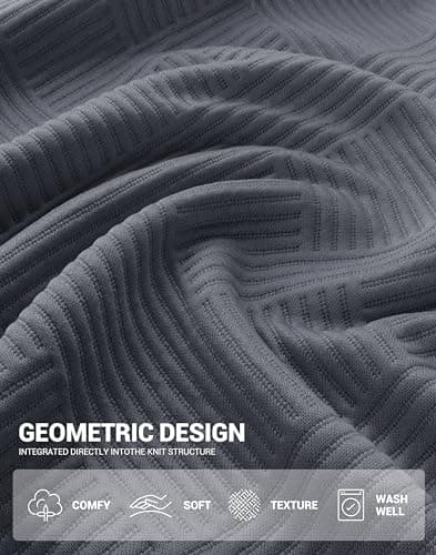 G Gradual Mens Sweatshirt Geometric Textured Crewneck Sweater Long Sleeves Casual Dressy Pullover Shirts, Metallic Grey, 2XL - Thumbnail 5