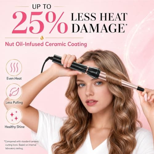 Hahahope Curling Wand 1/2–1 Inch Tapered Curling Iron, Ceramic Curling Wand Clamp-Free Hair Curler for Tight Curls, Beach Waves, Spiral & Ringlet Curls, Dual Voltage Travel Styling, 2 Heat Settings - Thumbnail 2