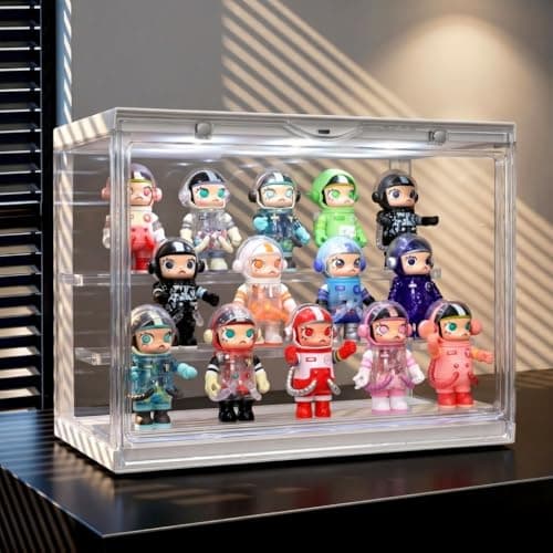 LED Acrylic Display Case for Collectibles, Cordless Power Stacking Showcase with 3-Tier Steps - Clear Dustproof Protector Box with Magnetic Door for Action Figures, Popmart, Funko pop - Image 1