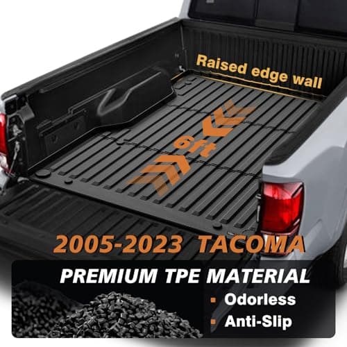TripleAliners Truck Mat Compatible with 2005-2023 Toyota Tacoma 6FT Accessories, Truck Bed Mat Heavy Duty Custom Fit All Weather Protection TPE Pickup Liner - Thumbnail 2