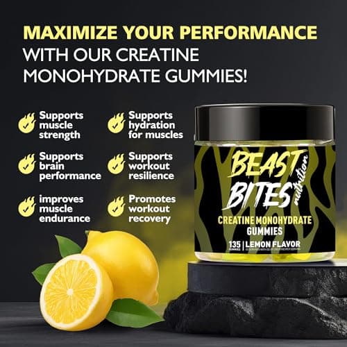 BEAST BITES Nutrition Creatine Monohydrate Gummies 5000mg (135 Count)-Lemon Flavor. - Thumbnail 5