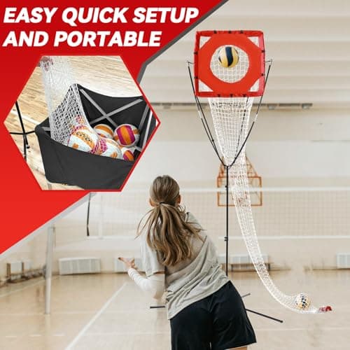 Bearwill Volleyball Setter Trainer Net, Volleyball Training Equipment Adjustable Angle Height 8-13 FT Setter Net, Indoor Outdoor Volleyball Practice Net System for Serving, Spiking and Setting - Thumbnail 5