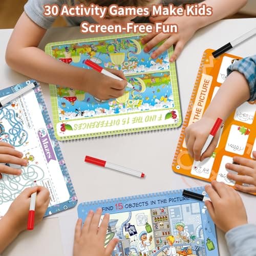 Elfew Reusable Activity Book for Kids Ages 4-8, 8-12, 30+ Brain Games for Kids, Reusable Puzzles Book for Kids - Thumbnail 5