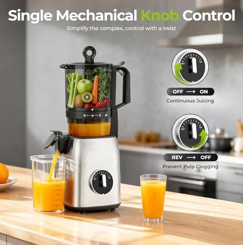 Havato Cold Press Juicer, 5.4" Extra Wide Feed Chute Juicer Machines for Whole Vegetables & Fruits, 98% High Juice Yield, Easy Clean & Install, Compact Slow Masticating Juicer with 300W, Silver - Thumbnail 5