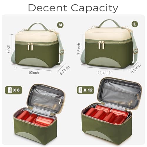 WOOMADA Insulated Lunch Bag For Women - Leakproof Adult Lunch Box With Adjustable Strap, Ideal For Office, Picnic, Hiking, Beach - Stylish Cooler Tote Bag - Thumbnail 2