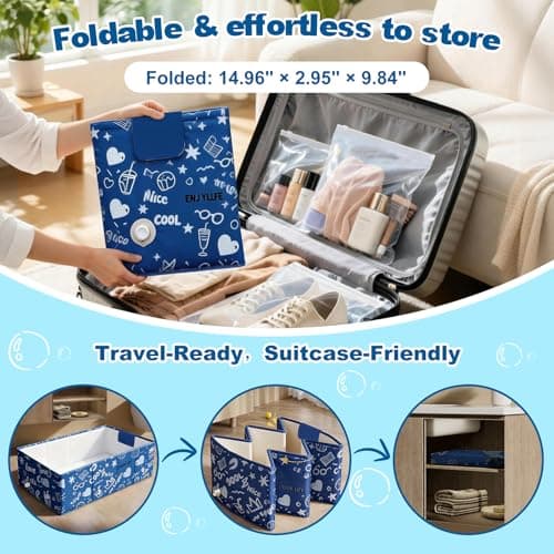 Baby Bathtub, 5-Layer Anti-Tear Foldable Toddler Bath Tub with Padded Bottom Drain Plug, Portable Collapsible Baby Bath for Travel, Shower, Sink, Indoor & Outdoor, 6 Months to 5 Years - Thumbnail 3