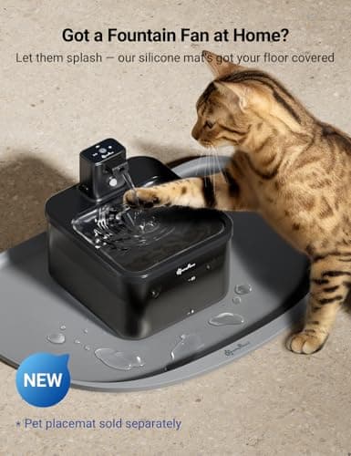 DownyPaws Cat Water Fountain Cordless, 84oz/2.5L Fursink Wireless Pet Water Fountains for Cats Indoor, Battery Operated Cat Drinking Fountain with Motion Sensor, Ultra Quiet Pump, BPA-Free, Black - Thumbnail 6