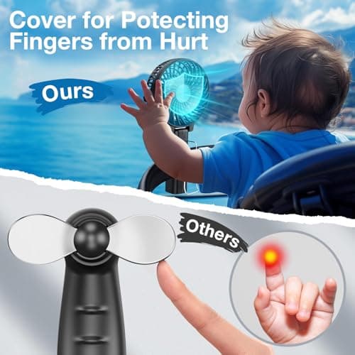 VersionTECH. Portable Handheld Fan, Powerful+Durable+4000mAh+180° Foldable, Mini Table Fans with USB Rechargeable Battery Operated Cooling Accessories for Personal Use, Travel, Office Black - Thumbnail 6