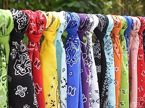 6-Pack 100% Cotton Bandanas Gift Set (Red Black White Blue Purple Tan) – 22x22 Inch Paisley Head Wraps, Face & Neck Scarves, Multi-Purpose Accessories for Men & Women, Holiday & Everyday Gifting - Thumbnail 5