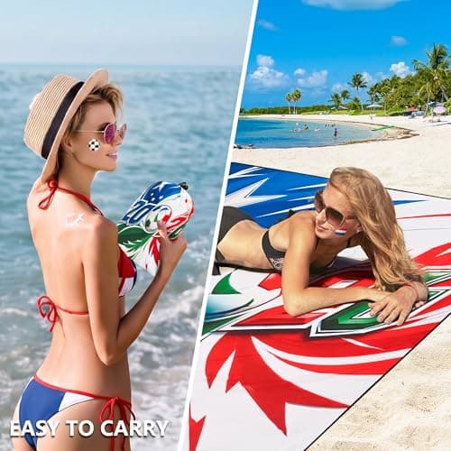 WIWIGO Beach Blanket Waterproof Sandproof Beach Mat 79" X 83" /10'x9'for 2-8 Adults Quick Drying Outdoor Picnic Mat Beach Accessories for Travel, Camping, Hiking - Thumbnail 4