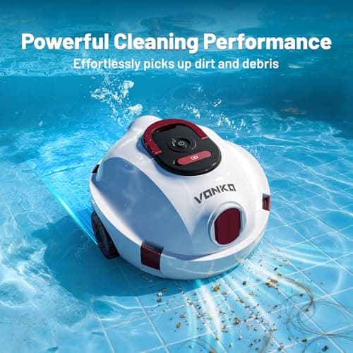 VONKO P10 Pool Vacuum for Above Ground Pool, Cordless Robotic Pool Cleaner and Above Ground Pool Vacuum, Automatic Pool Vacuum with 100-Min Runtime, Self-Parking,White - Thumbnail 2
