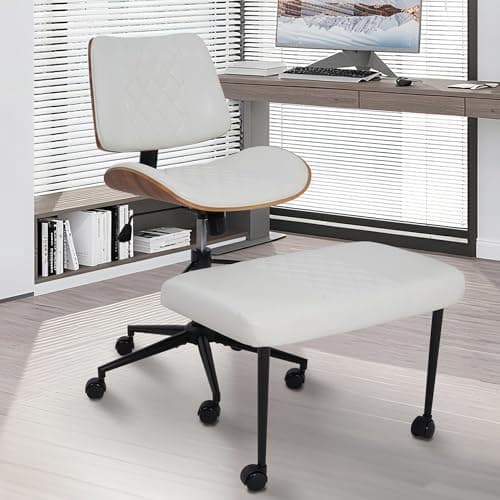 Azaeahom Ergonomic Cross Legged Office Chair with Wheels, Height Adjustable & 360°Swivel for Meditation, Desk & Yoga - Wide Criss Cross Design, Kneeling Chair - White - Image 1