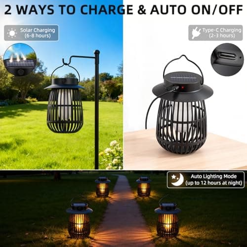 2026 Gen2 Flame Solar Lantern Outdoor Lights, 4Pack Hanging Lantern Decorative with Flickering Flame, Solar Powered Lanterns for Outdoor Decorations - Thumbnail 5
