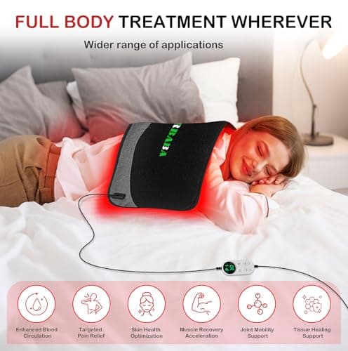 Red-Light-Therapy-for-Body,2026 Upgraded-4 Modes 5 Stage Power Medical-Grade TPU Mat for Body Pain Relief,25"x13"Dual Wavelength Infrared Red Light Blanket LEDs - Thumbnail 2