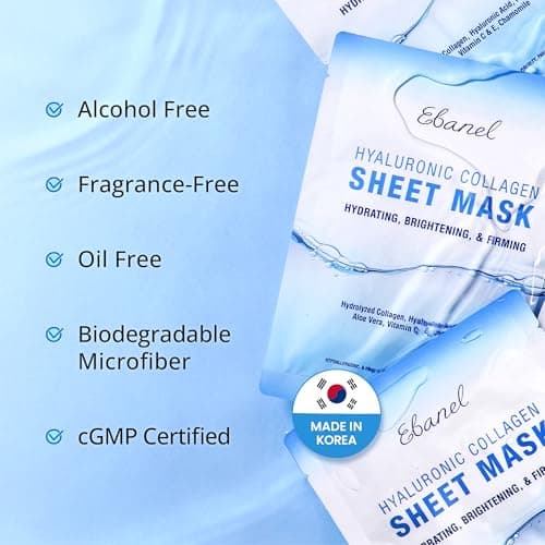 Ebanel 15 Pack Collagen Face Mask with Hyaluronic Acid, Vitamin C, Peptide, Aloe, Instant Brightening Hydrating Face Masks Skincare Korean Sheet Mask, Skin Firming, Lifting Anti Aging Facial Masks - Thumbnail 6
