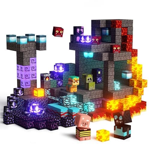 GobiDex 100PCS Magnetic Building Blocks Playset with Light-Up Blocks, STEM Sensory Travel Toys for Kids, Pretend Play Montessori Gifts for Halloween - Image 1
