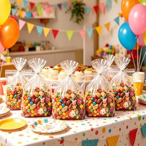 SOMIOCO 100 Pack Clear Cellophane Treat Bags 11x14 Inches OPP Plastic Gift Goodie Bags for Small business Candy Cookies Bakery Soap Party Favors Gift Wrapping Packaging with Twist Ties - Thumbnail 6