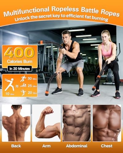 VividPulse 2PCS Weighted Ropeless Battle Ropes for Home Gym - Portable & Quiet Training Rope for HIIT, Strength & Low-Impact Cardio - Full Body Workout Equipment for Men & Women - Thumbnail 3