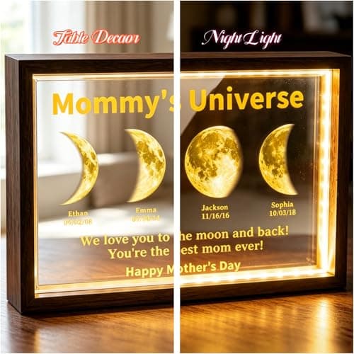 CraffBase Mommy's Universe Light Frame Custom Moms Sky Led Light Box LED Picture Frame Mothers Day Moon Phase Gifts for Mom Grandma Christmas - Thumbnail 2
