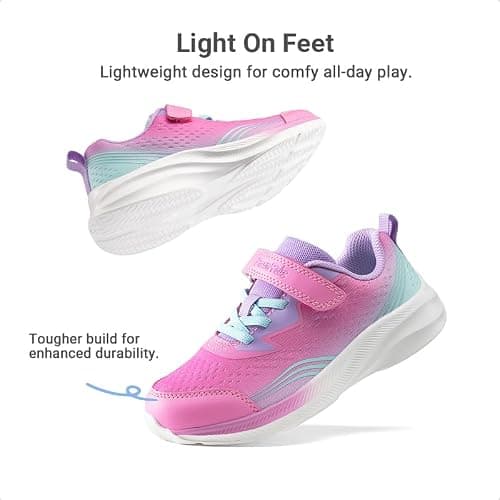 DREAM PAIRS Boys Girls Shoes Kids Tennis Sneakers Athletic Running Walking School Gym Lightweight Footwear for Little/Big Kid,Size 6 Big Kid,Hot Pink/Blue,SKRS26005K - Thumbnail 3