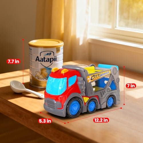 P&C 12.2" Toddler Car Transport Truck Toys for Ages 2-4, Car Carrier Transporter Double-Deck Hauler Truck‌ Toy Set with Sounds Lights for Kids 18M+ 2 3 4 5, Birthday Christmas Gifts for Boys Girls - Thumbnail 2