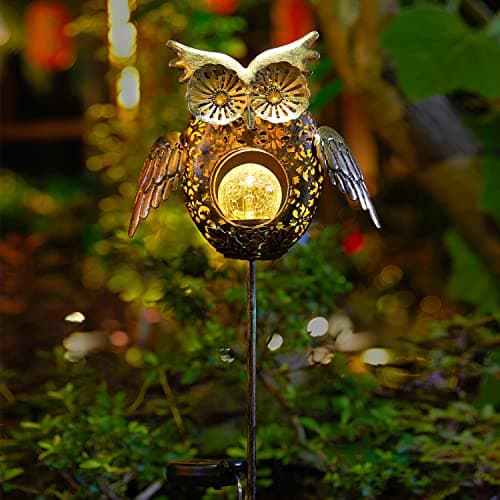 Go2garden Solar Lights Outdoor Owl Garden Gifts Mom Metal Stakes Lights for Lawn Ornaments, Yard Art, Pathway Decorations,Birthday Mothers' Day Gift for Grandma Wife (Bronze) - Thumbnail 6
