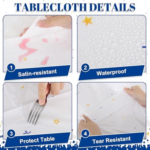 NatNarr 3 Pack Plastic Graduation Tablecloth, Graduation Decorations 2026 Disposable Rectangle Blue White Table Cover, 2026 Gongrats Grad Table Cloths for Graduation Party Decorations, 54x108Inch - Thumbnail 4