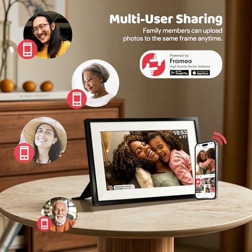 PIPI Vision 10.1 Inch WiFi Digital Picture Frame (32GB), Frameo App Ready, No Monthly Fee, IPS Touch Screen, Easy Setup, Instantly Share Photos & Videos for Grandparents - Thumbnail 6