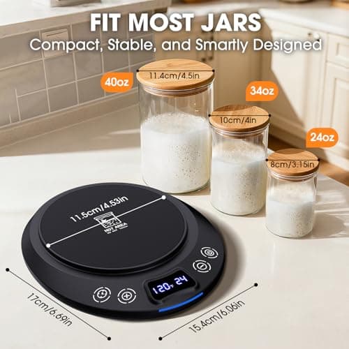 Sourdough Starter Warmer Mat, Precise 1°F Thermostat Control (70-120°F) Sourdough Heating Mat, Warmer for Sourdough Starter, 0-24h Timer, Auto On/Off, Memory Function (Black) - Thumbnail 3