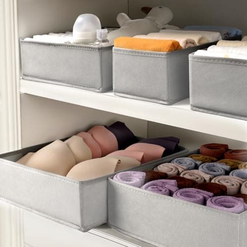 Criusia Drawer Organizer Clothes, 8 Pack Dresser Organizer for Underwear, Sock, Baby Clothes- Foldable Closet Organization and Storage Dividers Bins for Nursery, Bedroom (Grey) - Thumbnail 6