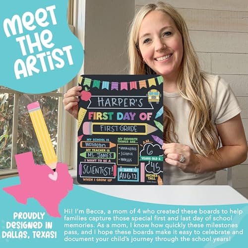 My First Day of School Sign with Markers -11x14 Back to School Signs First and Last Day, Kindergarten Chalkboard Signs, Pre K Sign Board, Preschool Board, Reusable Photo Prop for Kids - Thumbnail 2