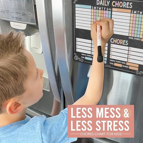 Hadley Designs Magnetic Chore Chart for Kids Multiple - Chores Board for Refrigerator, Dry Erase Task Chart for 2 Kids Daily Behavior, Family Weekly Planner for Teen and Adults, Chalkboard Chore Board - Thumbnail 5
