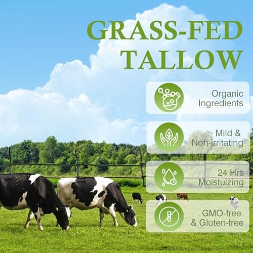 Beef Tallow, Tallow Face Moisturizer, Beef Tallow for Skin, Unscented 100% Organic Beef Tallow Blam Grass Fed Finished Whipped Tallow Face Cream Moisturizer Body Lotion Skin Care for Sensitive Skin - Thumbnail 2