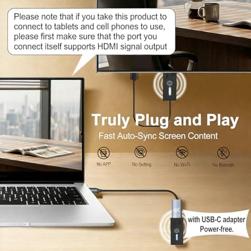2026Upgrade Wireless HDMI Transmitter and Receiver, Plug&Play 2.4G/5G Wireless HDMI Extender Kit, 492ft/150m, 4K Decode 1080P@60Hz, Work for Video/Audio to Monitor from Laptop/PC/Projector - Thumbnail 2