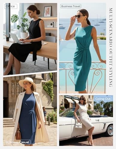 GRACE KARIN Women Work Dress,Bodycon Pencil Business Dresses,Sleeveless Cocktail Dresses Knee Length Royal Blue XXL - Thumbnail 2
