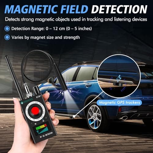 JMDHKK K18+ Hidden Camera Detector, Spy Camera Finder, Bug Detector, Magnetic Field Detector, Listening Device Detector – Privacy Protection Tool for Home, Office, Hotel, and Travel Security(Black) - Thumbnail 3