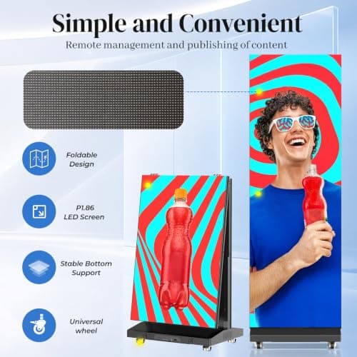 80″ P1.86 LED Digital Signage Flexible Spliceable Screen, Mobile Phone&Computer Software Remote Releasewith WiFi HDMI/USB Input Auto Media Player LED Full Poster Screen Black 1-Pack - Thumbnail 5