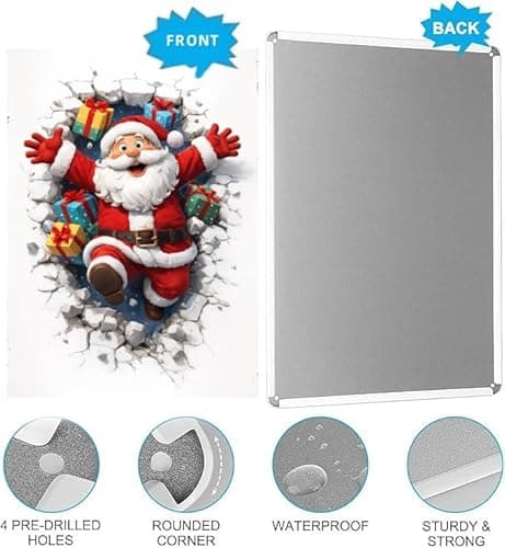 2-pack vintage country style Santa Claus themed metal tin sign decorative plaques - Size: 12 x 8 inches. Suitable for home decoration in living rooms, kitchens, bars, cafes, etc. Also makes a great gift. - Thumbnail 5