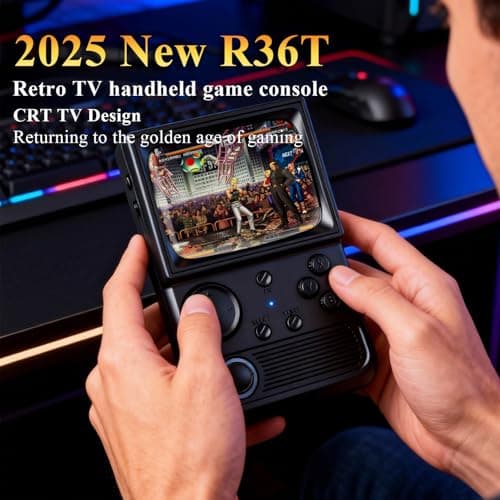 Retro Game Console R36T Handheld Game Console with 64GB Preloaded Games, Support WiFi Networked Fighting, 3.5" IPS Screen, Portable Emulator for Family, Adults & Nostalgic Players (White R36T 3.5") - Thumbnail 3