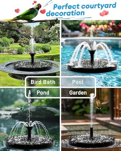 2.5W Solar Bird Bath Fountains– Upgraded Solar Pond Fountain with 6 Nozzles,Solar Fountain for Bird Bath, Pond, Garden Decor (Black) - Thumbnail 6
