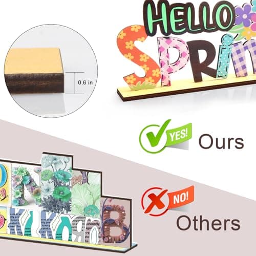 Easter Spring Table Decorations Sign – 2PCS Wooden Sign Bunny Decor Tiered Tray Decorations Set for Home and Office Shelf Mantel Indoor - Thumbnail 6