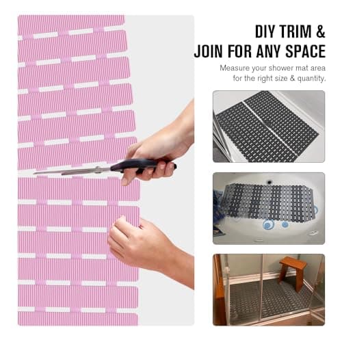 MBOSS Bath Tub Shower Mat Non Slip Bathtub Mats for Bathroom Shower Floor Mat Bath Mats for Shower Tub Anti Slip Shower Mat with Drain Hole and Large Suction Cups (Pink, 27.5 X 15.7 Inch) - Thumbnail 4