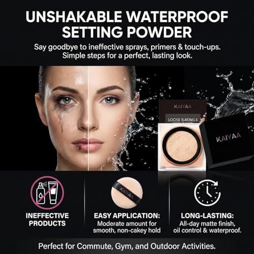 Waterproof Setting Powder, Translucent Powder Setting Powder, Loose Powder Makeup for Oil Control, Sweat Proof Long Lasting Matte Finish for All Skin Makeup - Thumbnail 6