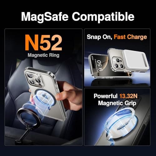 SMARTDEVIL for iPhone 16 Pro Case with 2 Screen Protectors, [Compatible with Magsafe][Anti-Yellowing][Military-Grade Protection] Shockproof Slim Magnetic Phone Case with Black Border Design - Thumbnail 5