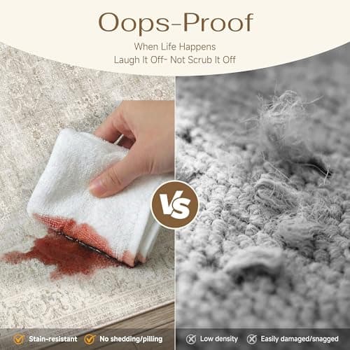 HUGEAR 5x7 Area Rugs Machine Washable Retro Grey Living Room Bedroom Rug Distressed Vintage Neutral Stain Resistant Non Slip Low Pile Throw Carpet for Home Aesthetic Decor - Thumbnail 5