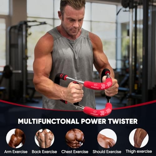 FitBeast Twister Arm Trainer, 4 Progressive Resistance Levels (30-120 lbs), 4-Spring Adjustable Arm & Chest Workout Equipment, Upper Body Strength Training Equipment for Home Gym (Red) - Thumbnail 4