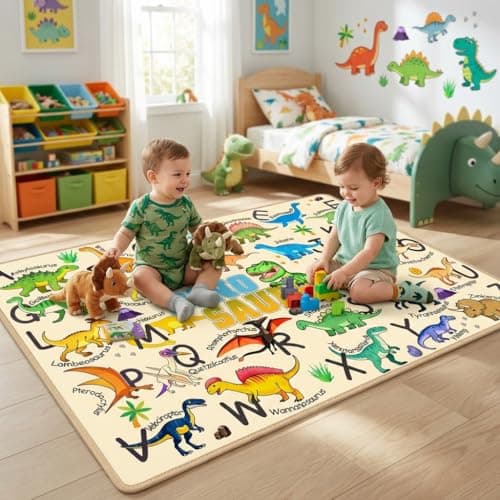 HBUFBUQ Educational ABC Alphabet Dinosaur Area Rug, 2.5x4 Feet, Kids Rugs for Playroom Bedroom, Non Slip Floor Mat for Nursery Classroom, Boys Girls Washable Carpet - Thumbnail 6